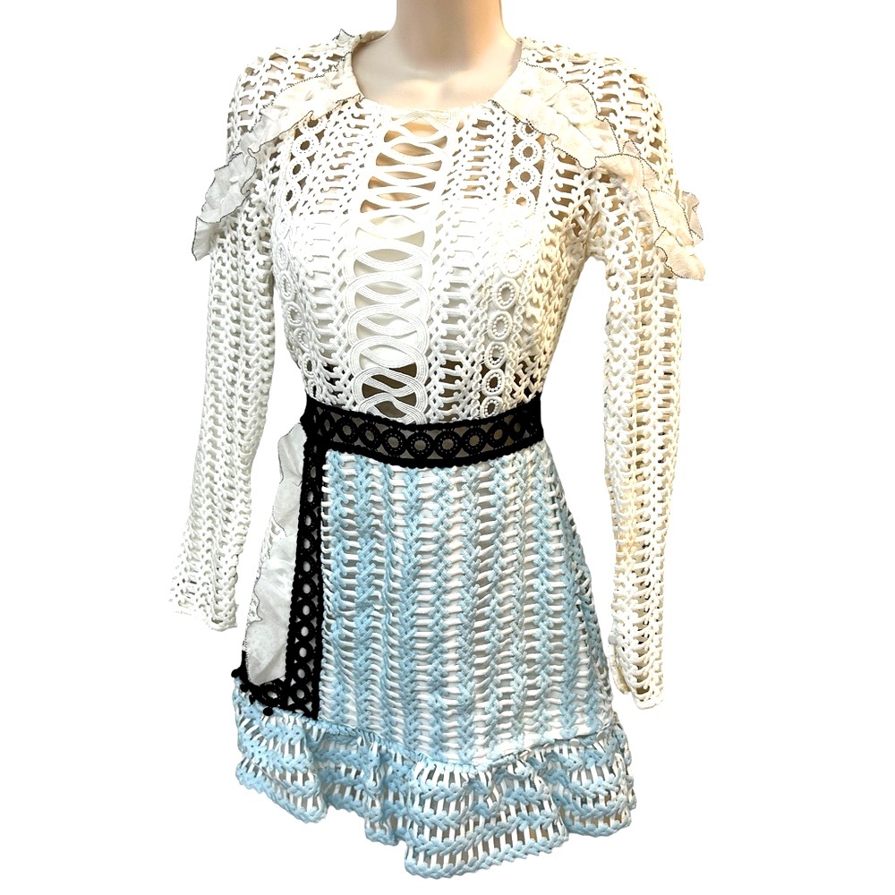Self Portrait  Dress, Size 4, worn once -Self-Portrait Crochet Dress rare